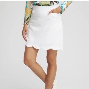 Chico's White Scalloped Hem Skort Athletic Sporty UPF 50+ Tennis Pickleball Sz 8